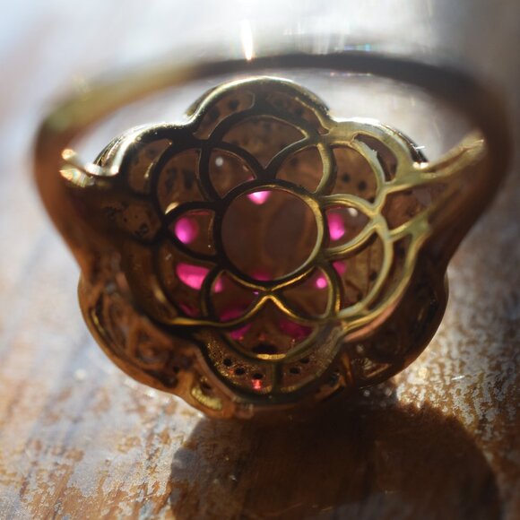 Chuck Clemency genuine ruby, diamond and sapphire, 925 with gold vermeil ring - Picture 6 of 6